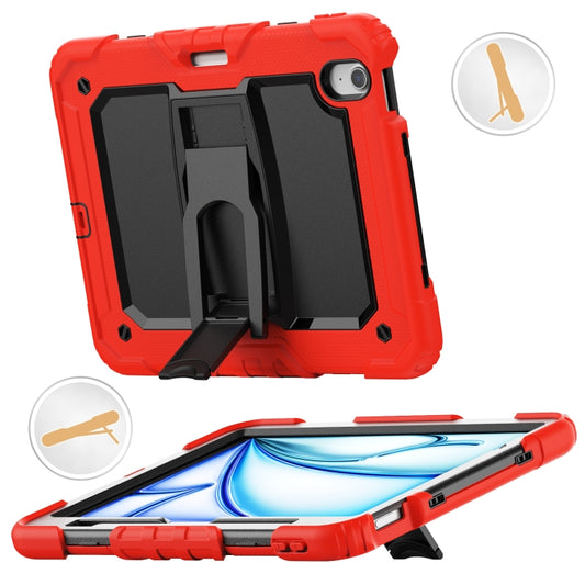 For iPad Air 11 2024 Silicone Hydric PC Tablet Case with Shoulder Strap & Holder(Red) - iPad Air 11 2024 Cases by buy2fix | Online Shopping UK | buy2fix