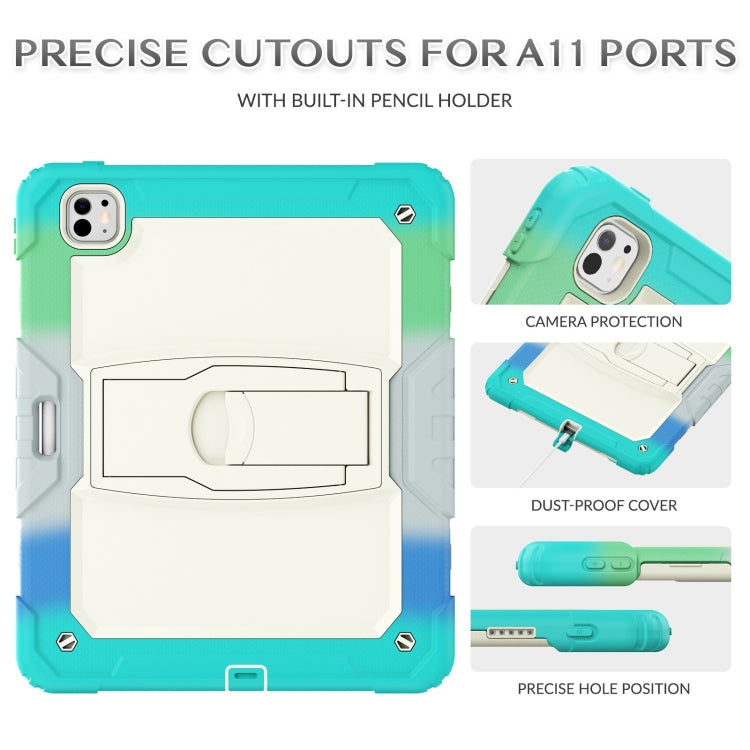 For iPad Pro 13 2024 Silicone Hydric PC Tablet Case with Shoulder Strap & Holder(Camouflage Light Blue) - iPad Pro 13 2024 Cases by buy2fix | Online Shopping UK | buy2fix