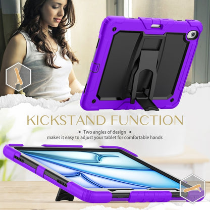 For iPad Air 13 2024 Silicone Hydric PC Tablet Case with Shoulder Strap & Holder(Purple) - iPad Air 13 2024 Cases by buy2fix | Online Shopping UK | buy2fix