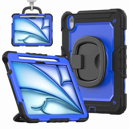 For iPad Air 11 2024 Handle Silicone Hydric PC Tablet Case with Shoulder Strap(Dark Blue PC) - iPad Air 11 2024 Cases by buy2fix | Online Shopping UK | buy2fix