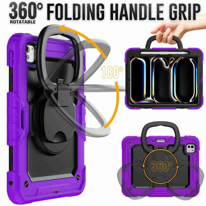 For iPad Pro 11 2024 Handle Silicone Hydric PC Tablet Case with Shoulder Strap(Purple) - iPad Pro 11 2024 Cases by buy2fix | Online Shopping UK | buy2fix