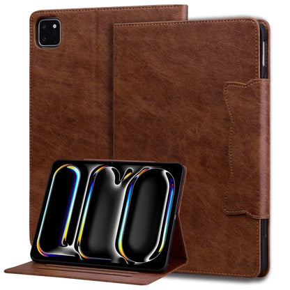 For iPad Pro 11 2024 Cat Buckle Leather Smart Tablet Case(Brown) - iPad Pro 11 2024 Cases by buy2fix | Online Shopping UK | buy2fix