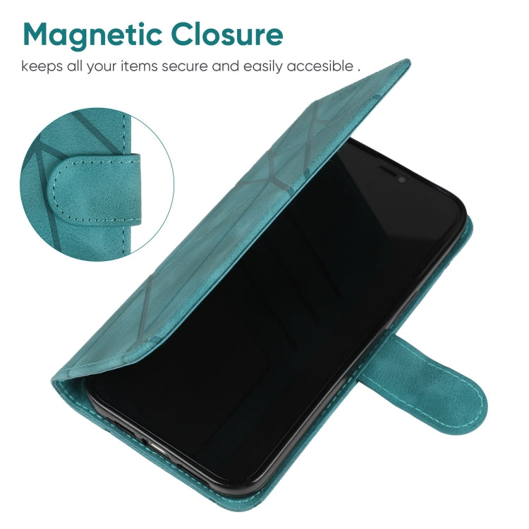 For Google Pixel 9 / 9 Pro Skin Feel Geometric Lines Leather Phone Case(Green) - Google Cases by buy2fix | Online Shopping UK | buy2fix