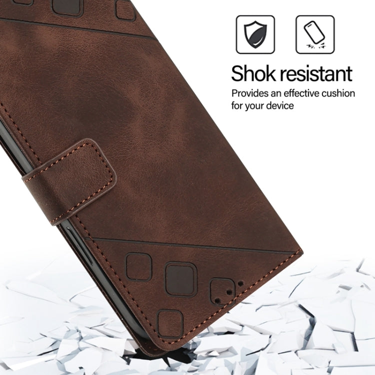 For Blackview Wave 6C Skin Feel Embossed Leather Phone Case(Brown) - More Brand by buy2fix | Online Shopping UK | buy2fix