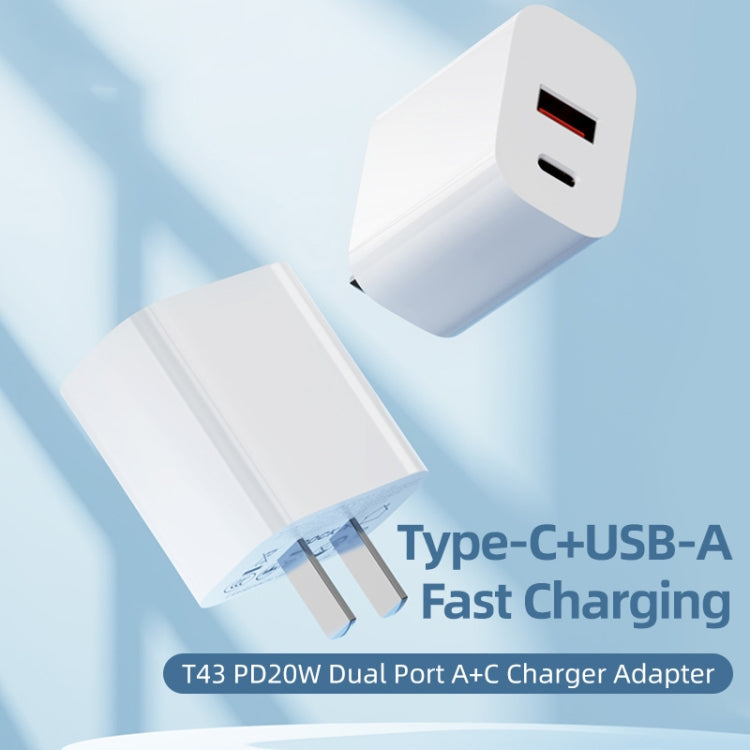 ROCK T43 PD 20W Dual Port USB-A+USB-C / Type-C Charger Adapter, Plug:EU Plug - USB Charger by ROCK | Online Shopping UK | buy2fix