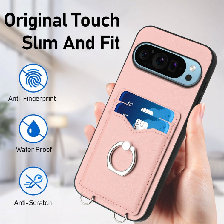 For Google Pixel 9 / 9 Pro R20 Ring Card Holder Phone Case(Pink) - Google Cases by buy2fix | Online Shopping UK | buy2fix