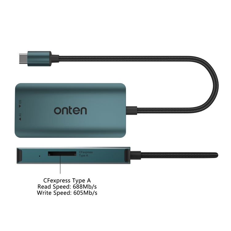 Onten C12 3 in 1 USB-C / Type-C to CFepress Type-A & SD & TF Card Reader(Pine Green) - Card Reader by Onten | Online Shopping UK | buy2fix