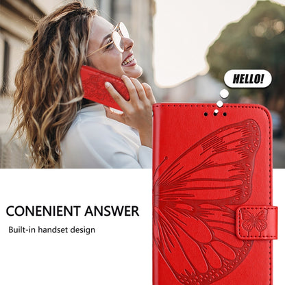 For Blackview Shark 8 Embossed Butterfly Leather Phone Case(Red) - More Brand by buy2fix | Online Shopping UK | buy2fix