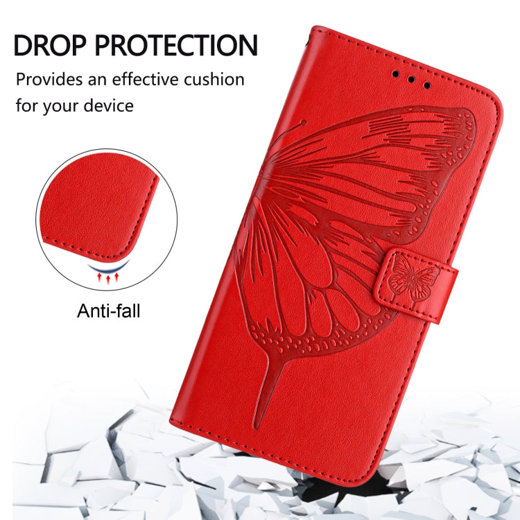 For Blackview Wave 6C Embossed Butterfly Leather Phone Case(Red) - More Brand by buy2fix | Online Shopping UK | buy2fix