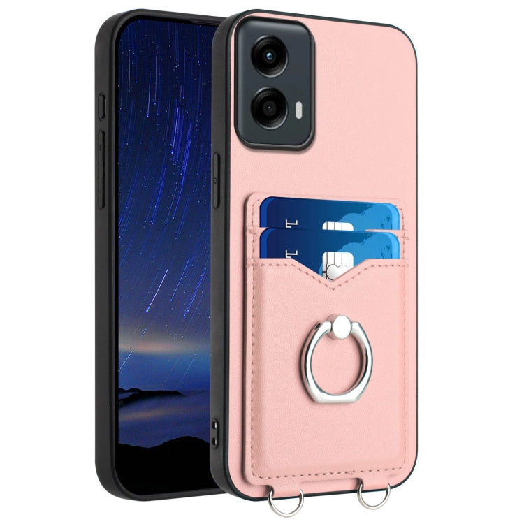 For Motorola Moto G 5G 2024 R20 Ring Card Holder Phone Case(Pink) - Motorola Cases by buy2fix | Online Shopping UK | buy2fix