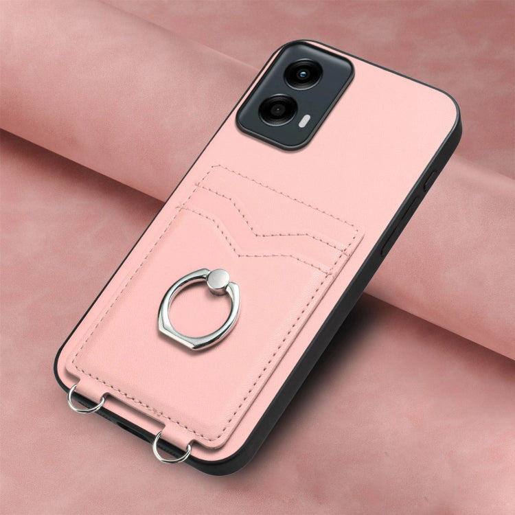 For Motorola Moto G 5G 2024 R20 Ring Card Holder Phone Case(Pink) - Motorola Cases by buy2fix | Online Shopping UK | buy2fix