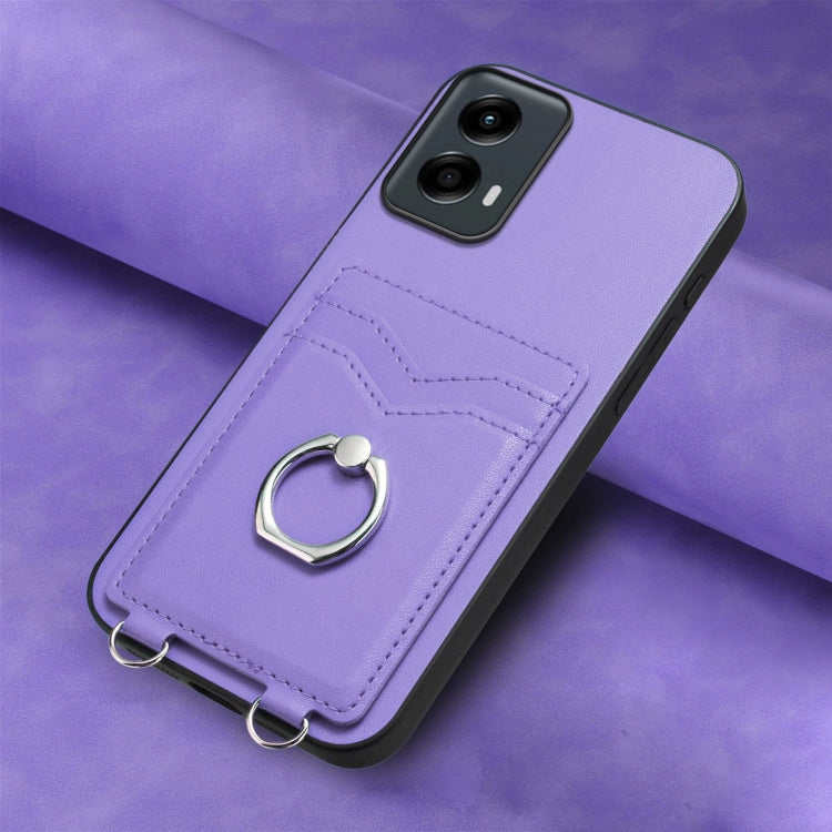 For Motorola Moto G 5G 2024 R20 Ring Card Holder Phone Case(Purple) - Motorola Cases by buy2fix | Online Shopping UK | buy2fix