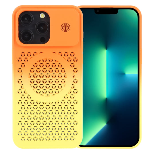 For iPhone 13 Pro Gradient Color Honeycomb Aromatherapy MagSafe Phone Case(Orange Yellow) - iPhone 13 Pro Cases by buy2fix | Online Shopping UK | buy2fix