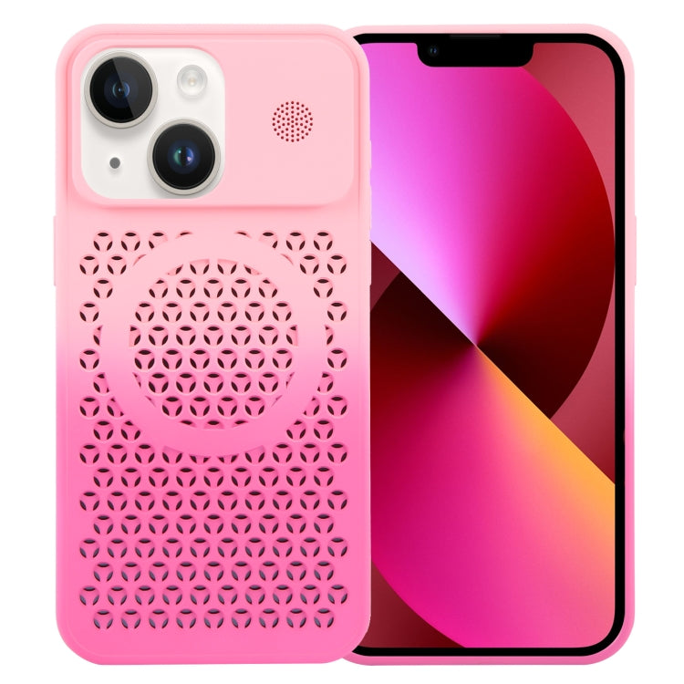 For iPhone 13 Gradient Color Honeycomb Aromatherapy MagSafe Phone Case(Pink+Rose Red) - iPhone 13 Cases by buy2fix | Online Shopping UK | buy2fix