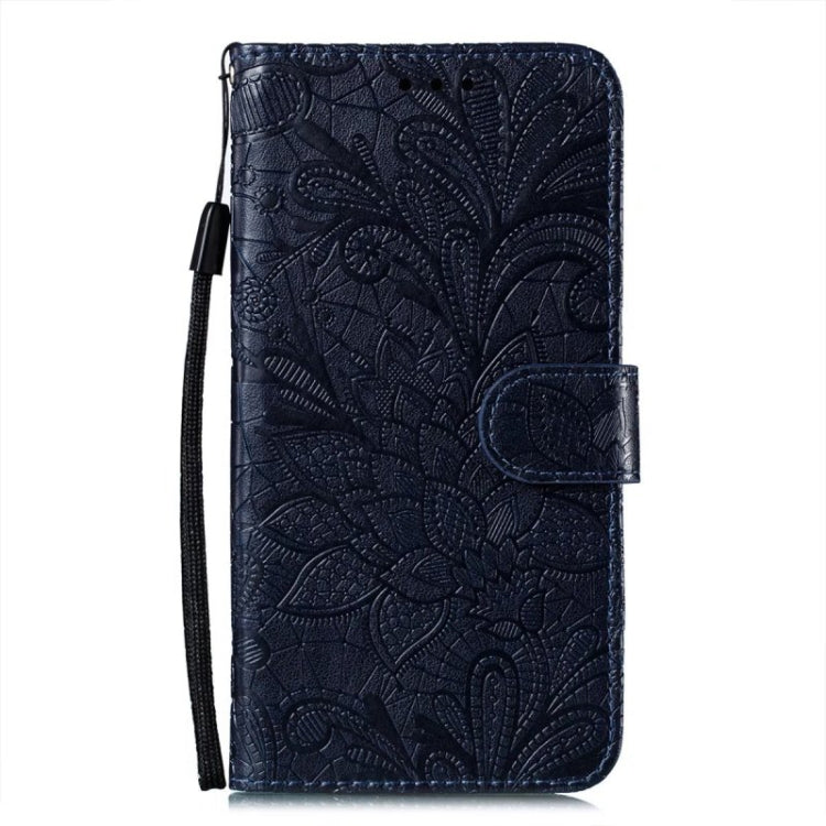 For Google Pixel 9 Lace Flower Embossing Flip Leather Phone Case(Dark Blue) - Google Cases by buy2fix | Online Shopping UK | buy2fix