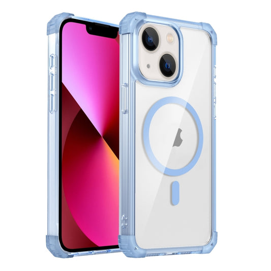 For iPhone 13 Transparent MagSafe Magnetic Phone Case(Blue) - iPhone 13 Cases by buy2fix | Online Shopping UK | buy2fix