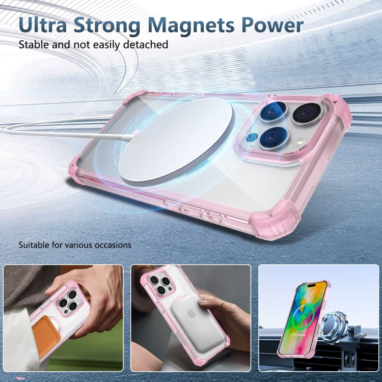 For iPhone 16 Pro Max Transparent MagSafe Magnetic Phone Case(Pink) - iPhone 16 Pro Max Cases by buy2fix | Online Shopping UK | buy2fix