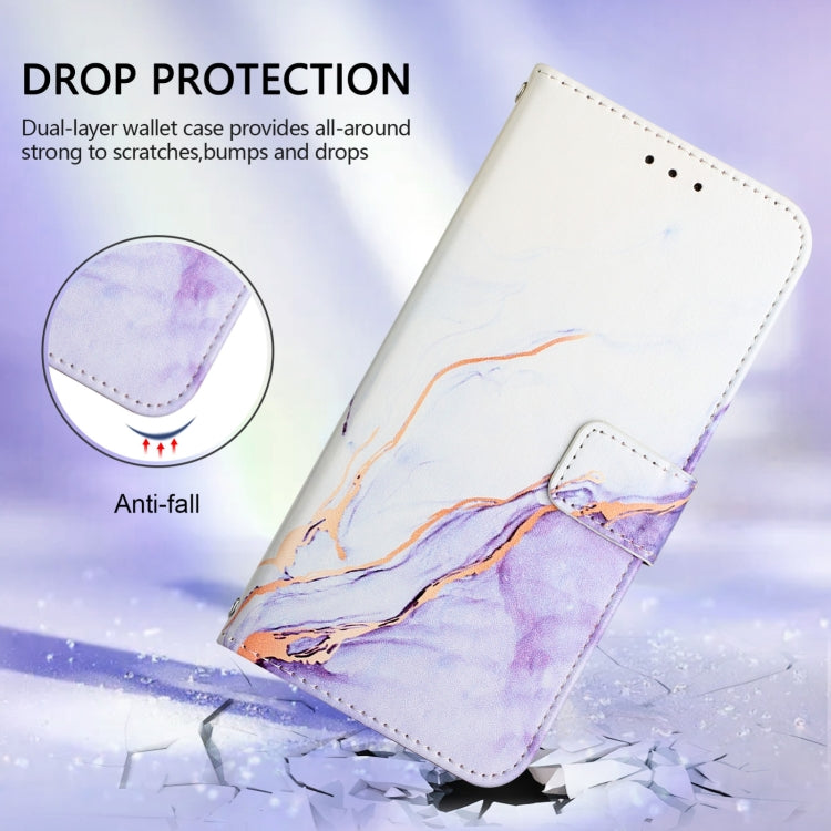 For Blackview Shark 8 PT003 Marble Pattern Flip Leather Phone Case(White Purple) - More Brand by buy2fix | Online Shopping UK | buy2fix