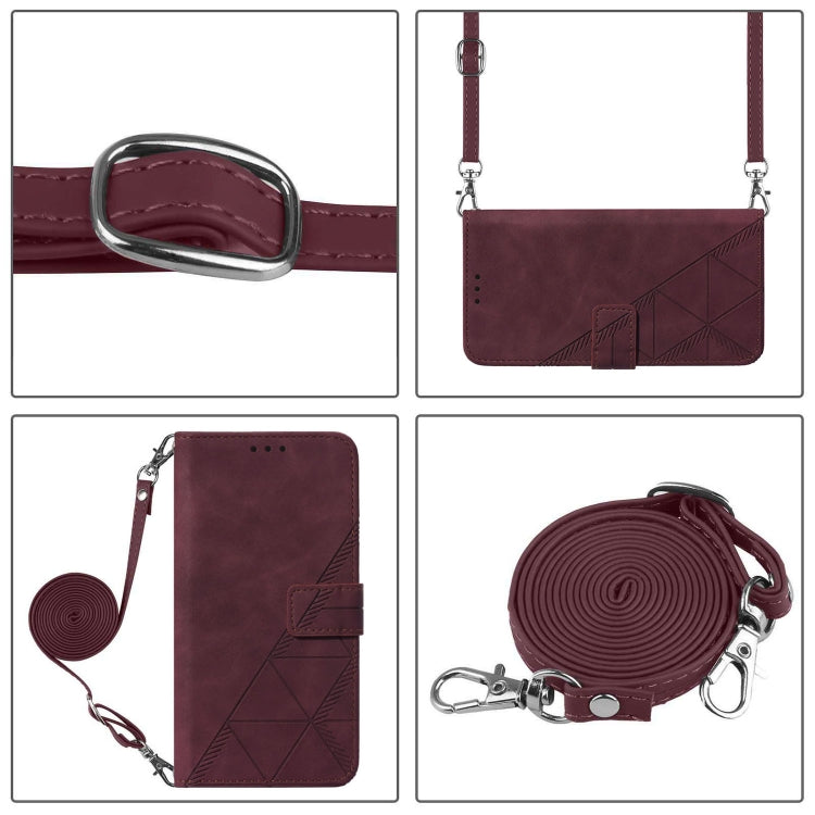 For Blackview Shark 8 Crossbody 3D Embossed Flip Leather Phone Case(Wine Red) - More Brand by buy2fix | Online Shopping UK | buy2fix