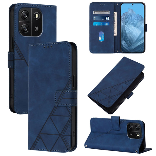 For Blackview Wave 6C Crossbody 3D Embossed Flip Leather Phone Case(Blue) - More Brand by buy2fix | Online Shopping UK | buy2fix