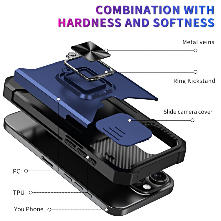 For iPhone 16 Pro Camera Shield Card Slot PC+TPU Phone Case(Purple) - iPhone 16 Pro Cases by buy2fix | Online Shopping UK | buy2fix