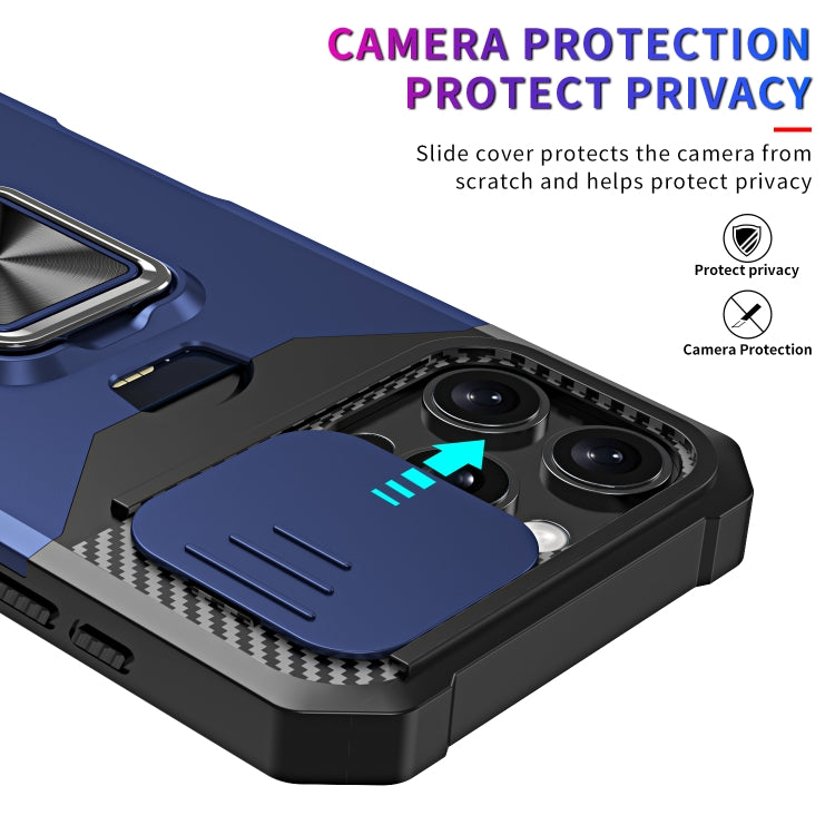 For iPhone 16 Pro Camera Shield Card Slot PC+TPU Phone Case(Purple) - iPhone 16 Pro Cases by buy2fix | Online Shopping UK | buy2fix