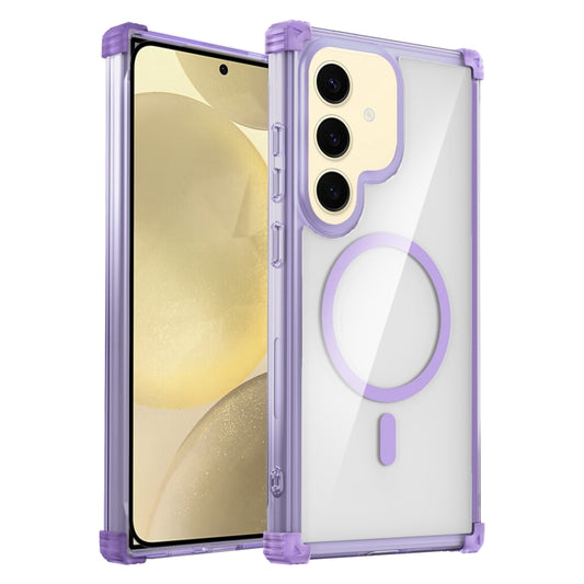 For Samsung Galaxy S24 5G Transparent MagSafe Magnetic Phone Case(Purple) - Galaxy S24 5G Cases by buy2fix | Online Shopping UK | buy2fix