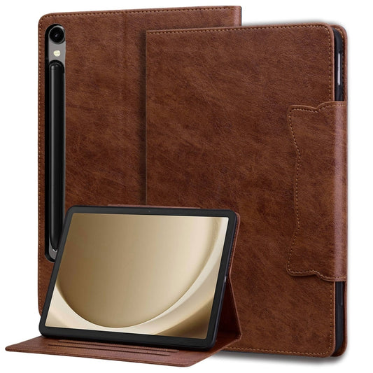 For Samsung Galaxy Tab S9+ / S8+ / S7+ Cat Buckle Leather Smart Tablet Case(Brown) - Galaxy Tab S9+ Cases by buy2fix | Online Shopping UK | buy2fix