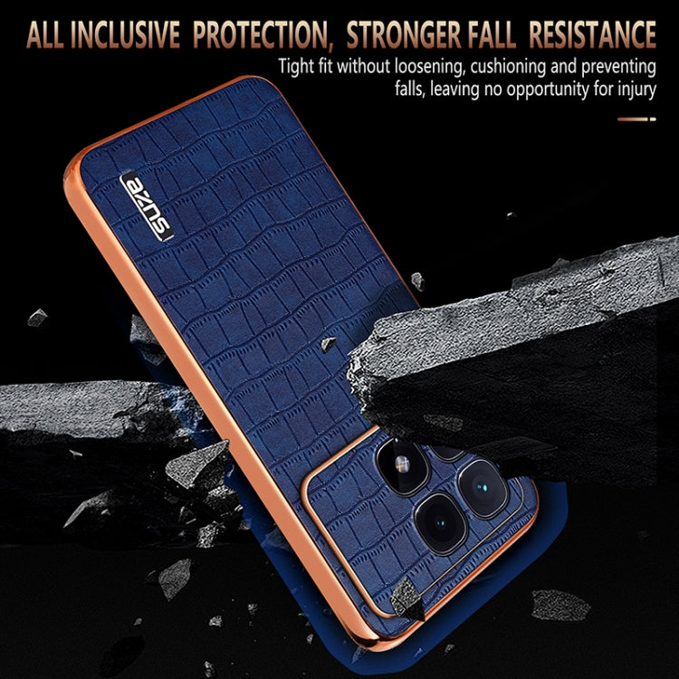 For Redmi K70 Ultra AZNS Electroplated Frame Crocodile Texture Full Coverage Phone Case(Black) - Xiaomi Cases by AZNS | Online Shopping UK | buy2fix