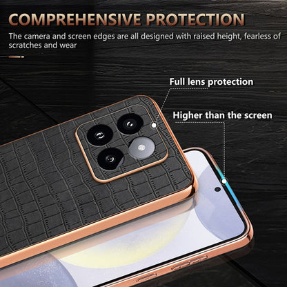 For Xiaomi 14 Pro AZNS Electroplated Frame Crocodile Texture Full Coverage Phone Case(Green) - 14 Pro Cases by AZNS | Online Shopping UK | buy2fix