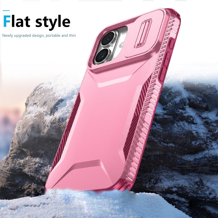 For iPhone 16 Plus Sliding Camshield Phone Case(Pink + Rose Red) - iPhone 16 Plus Cases by buy2fix | Online Shopping UK | buy2fix