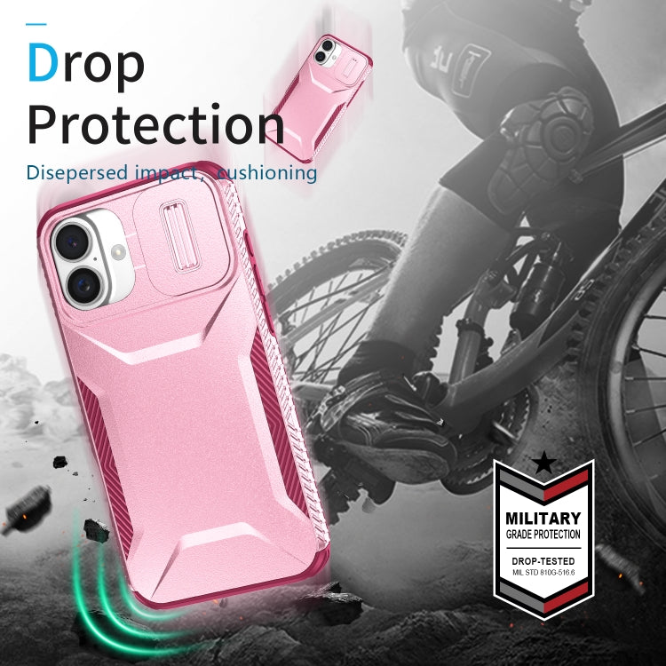 For iPhone 16 Plus Sliding Camshield Phone Case(Pink + Rose Red) - iPhone 16 Plus Cases by buy2fix | Online Shopping UK | buy2fix