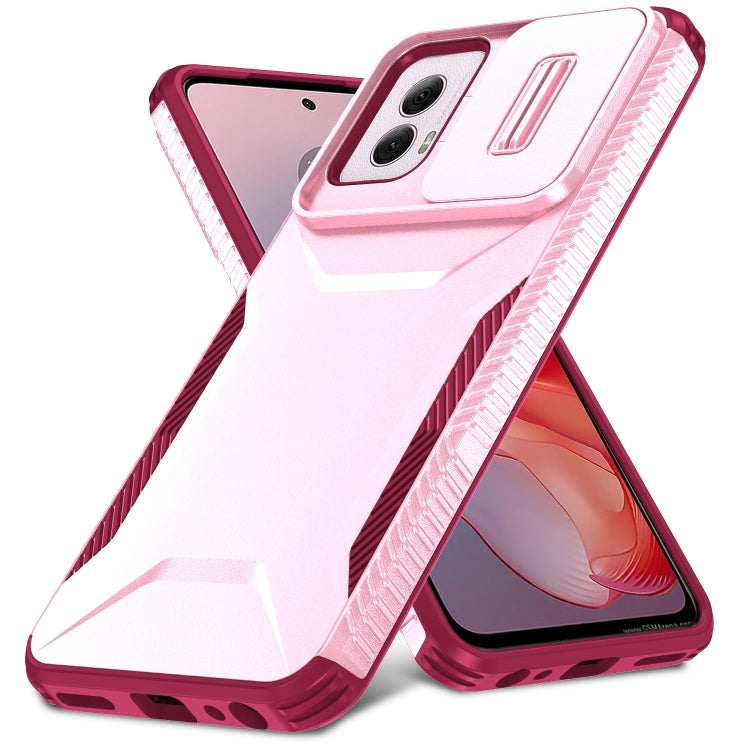 For Motorola Moto G Power 5G 2024 Sliding Camshield Phone Case(Pink + Rose Red) - Motorola Cases by buy2fix | Online Shopping UK | buy2fix