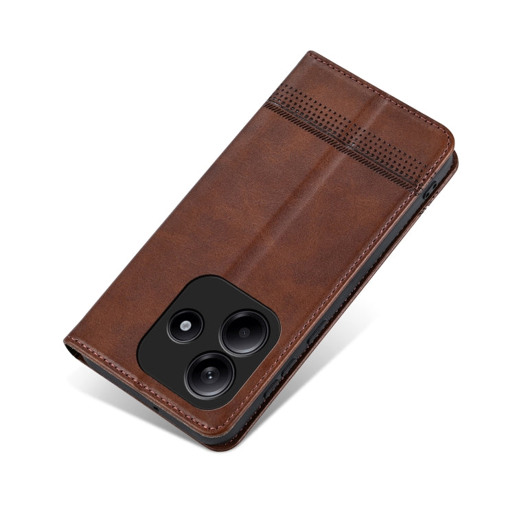 For Redmi Note 14 5G AZNS Magnetic Calf Texture Flip Leather Phone Case(Dark Brown) - Note 14 Cases by AZNS | Online Shopping UK | buy2fix