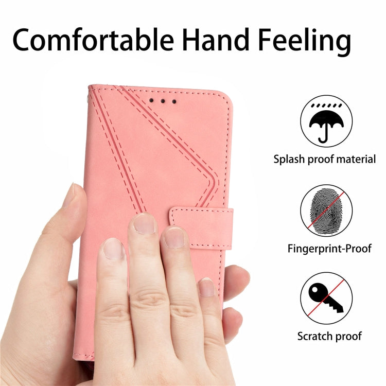 For Samsung Galaxy S25 5G Stitching Embossed Leather Phone Case(Pink) - Galaxy S25 5G Cases by buy2fix | Online Shopping UK | buy2fix