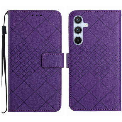 For Samsung Galaxy S25+ 5G Rhombic Grid Texture Leather Phone Case(Purple) - Galaxy S25+ 5G Cases by buy2fix | Online Shopping UK | buy2fix