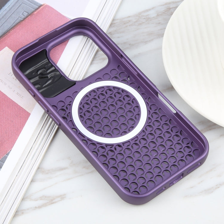 For iPhone 16 Pro Pure Color Honeycomb Aromatherapy MagSafe Phone Case(Purple) - iPhone 16 Pro Cases by buy2fix | Online Shopping UK | buy2fix