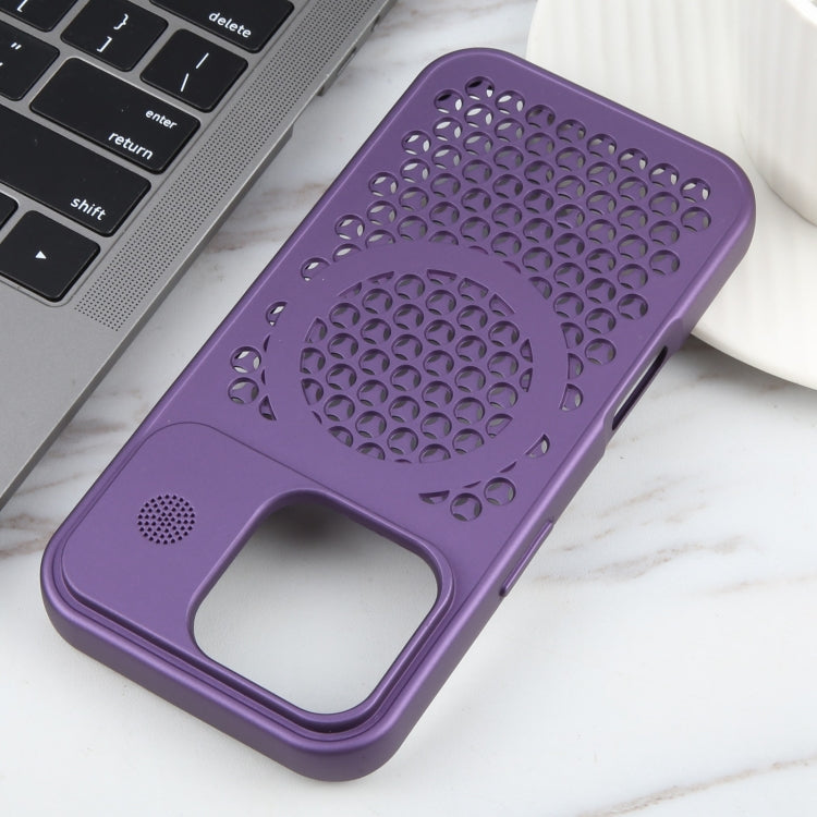 For iPhone 16 Pro Pure Color Honeycomb Aromatherapy MagSafe Phone Case(Purple) - iPhone 16 Pro Cases by buy2fix | Online Shopping UK | buy2fix