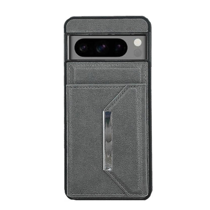 For Google Pixel 9 / 9 Pro Solid Color Metal Buckle Card Slots Bag Phone Case(Grey) - Google Cases by buy2fix | Online Shopping UK | buy2fix