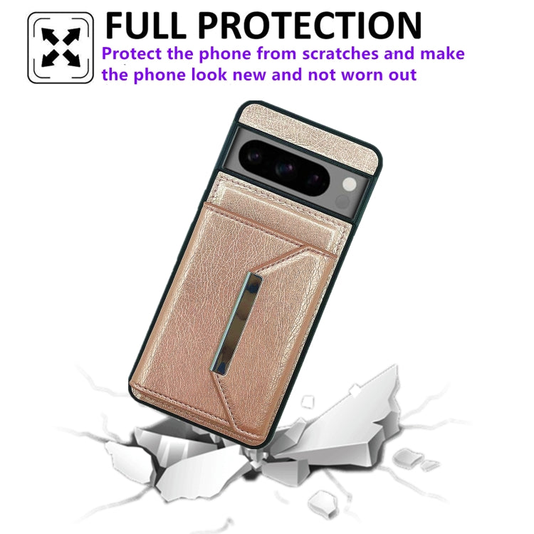 For Google Pixel 9 Pro XL Solid Color Metal Buckle Card Slots Bag Phone Case(Rose Gold) - Google Cases by buy2fix | Online Shopping UK | buy2fix