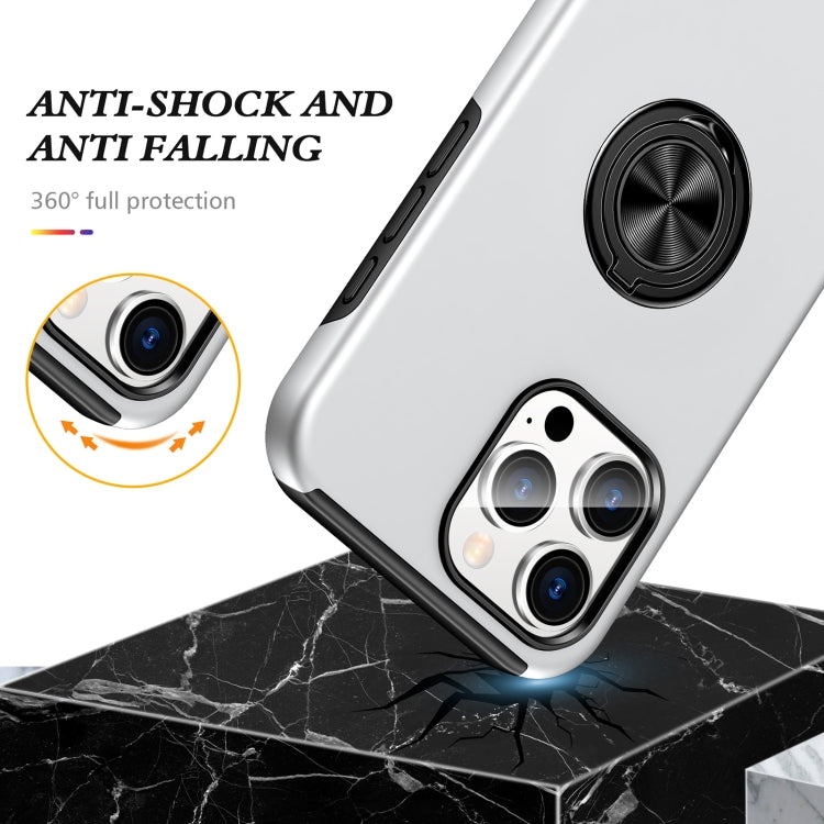 For iPhone 16 Plus Magnetic Ring Holder Phone Case(Silver) - iPhone 16 Plus Cases by buy2fix | Online Shopping UK | buy2fix