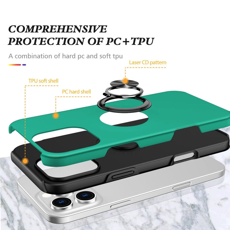 For iPhone 16 Pro Max Magnetic Ring Holder Phone Case(Dark Green) - iPhone 16 Pro Max Cases by buy2fix | Online Shopping UK | buy2fix