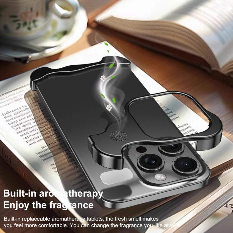 For iPhone 15 Pro Aromatherapy Alloy Frameless Phone Case(Black) - iPhone 15 Pro Cases by buy2fix | Online Shopping UK | buy2fix