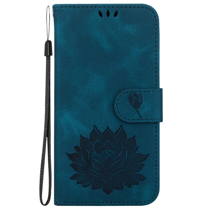 For Google Pixel 9 Pro Lotus Embossed Leather Phone Case(Dark Blue) - Google Cases by buy2fix | Online Shopping UK | buy2fix