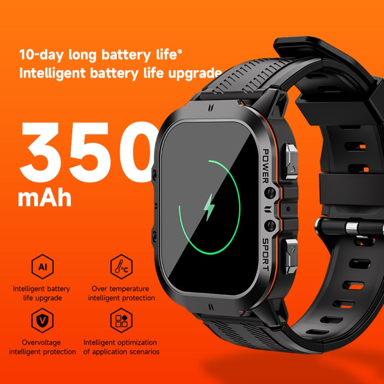 LEMFO C26 1.96 inch Sport Smart Watch, Support Bluetooth Call / Message Notification / Heart Rate / Blood Pressure Health Monitor(Orange) - Smart Watches by LEMFO | Online Shopping UK | buy2fix