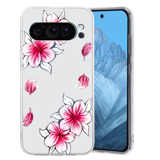 For Google Pixel 9 Colored Drawing Pattern Transparent TPU Phone Case(Sakura) - Google Cases by buy2fix | Online Shopping UK | buy2fix