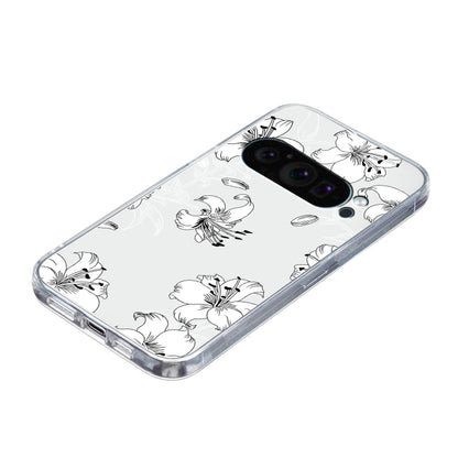 For Google Pixel 9 Colored Drawing Pattern Transparent TPU Phone Case(White Flower) - Google Cases by buy2fix | Online Shopping UK | buy2fix