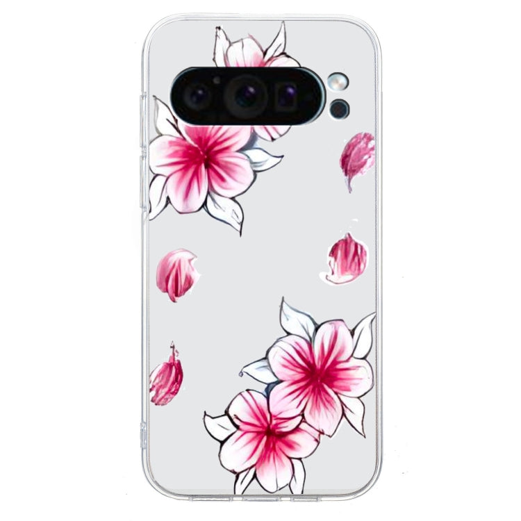 For Google Pixel 9 Pro Colored Drawing Pattern Transparent TPU Phone Case(Sakura) - Google Cases by buy2fix | Online Shopping UK | buy2fix