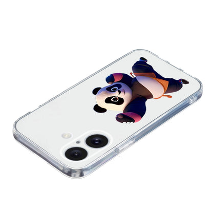 For iPhone 16 Plus Colored Drawing Pattern Transparent TPU Phone Case(Panda) - iPhone 16 Plus Cases by buy2fix | Online Shopping UK | buy2fix