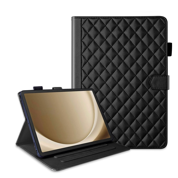 For Samsung Galaxy Tab A9+ Rhombus Lattice Leather Tablet Case(Black) - Galaxy Tab A9+ by buy2fix | Online Shopping UK | buy2fix